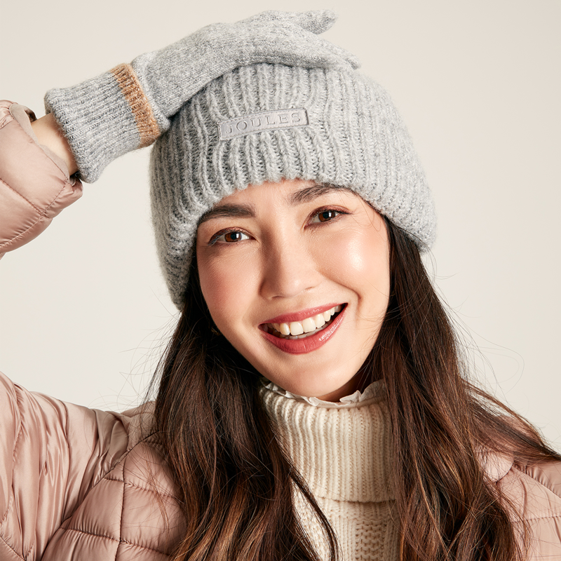 Joules Eloise Soft Oversized Beanie Hat - Grey Marl-3
